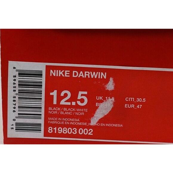 Nike Darwin Black White Shoes Sneakers 819803 002 Mens Size 12.5 main image 7